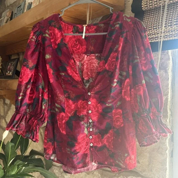 Free People Found You Printed Floral Top - Picture 9 of 9
